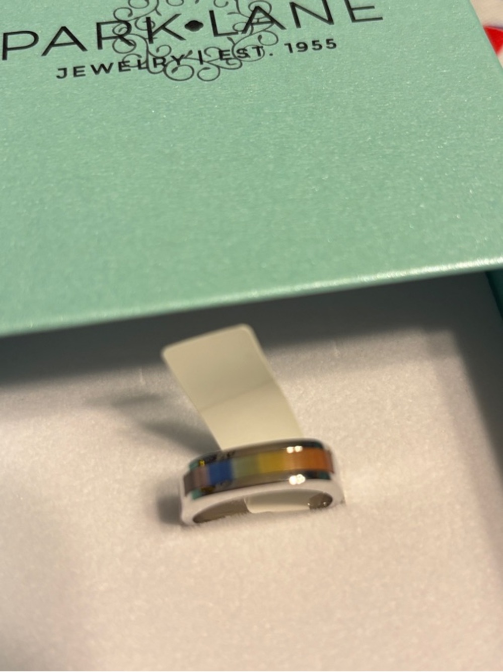 Park Lane Ring with silver band and colored stones sz 8